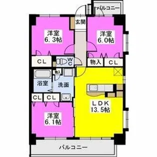 ボヌール レーベン【5階】の間取り