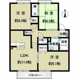 サンビレッジ南春日丘K棟【1階】の間取り