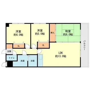 福岡県大野城市筒井3丁目【マンション】の間取り