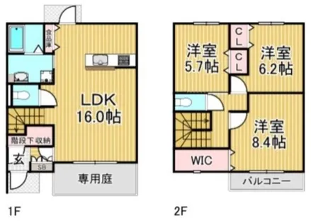 福岡県春日市岡本6丁目【テラスハウス】の間取り
