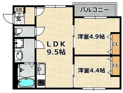 D porta iris【1階】の間取り
