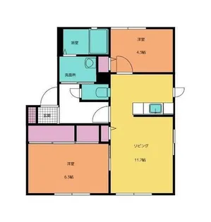 eタウン本城F棟【201号室】の間取り