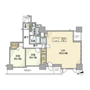 プラウドタワー梅田豊崎【20階】の間取り