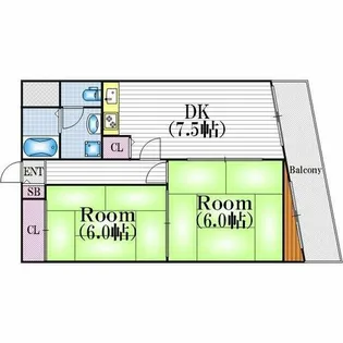 阪神ハイグレードマンション3番館【2階】の間取り