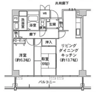 コーシャハイツ阿倍野筋【7階】の間取り