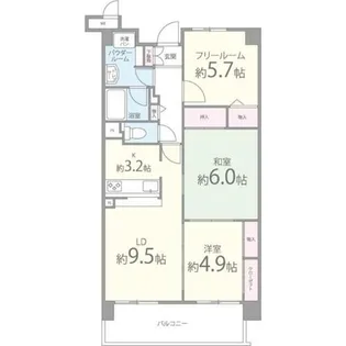 大阪府四條畷市岡山2丁目【マンション】の間取り