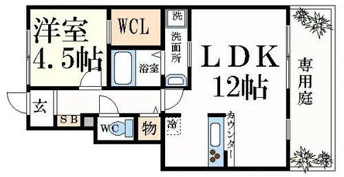 MISTRAL恵美酒【1階】の間取り