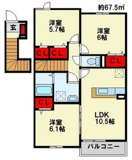 ル・シアン サキタ【2階】の間取り