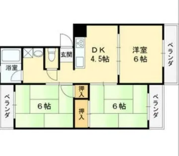 パインリーフ高砂【A402号室】の間取り