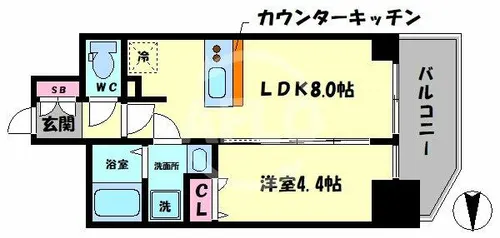 プレサンス北浜オリジン【4階】の間取り