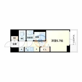 プレサンスOSAKA西中島リエゾン【9階】の間取り