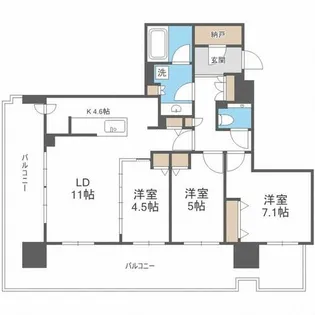 プレミストタワーズ札幌苗穂アクアゲート【13階】の間取り