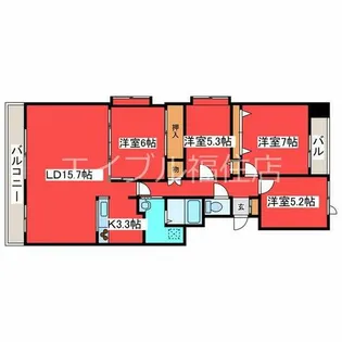 リーベンデール月寒中央【3階】の間取り