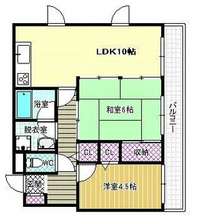 シャトー高見の里【4階】の間取り