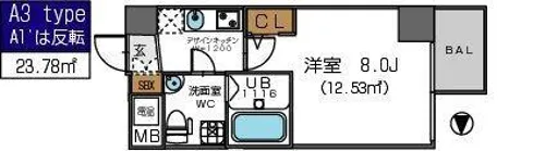ザ・パーククロス阿波座【9階】の間取り