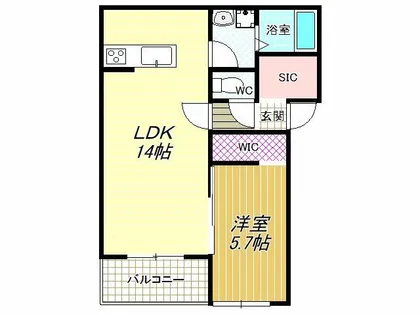クレア法善寺【1階】の間取り