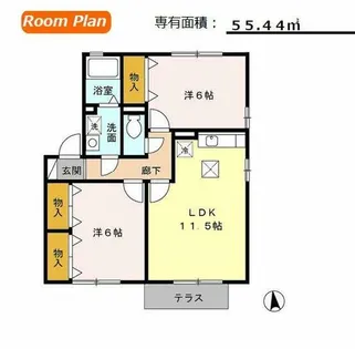 グリーンパーク北側【101号室】の間取り