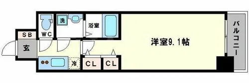 セイル淀屋橋【7階】の間取り