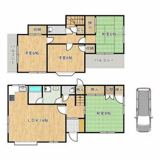 大阪府羽曳野市西浦【一戸建】の間取り