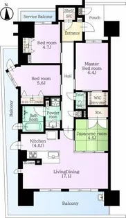 岡崎ウィズスクエア 5階部分【501号室】の間取り