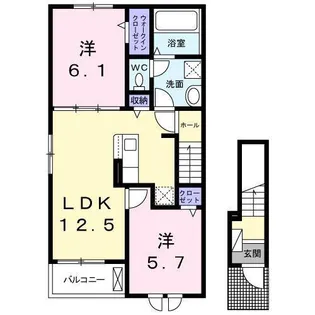 アンソレイエ加古川山手【2階】の間取り