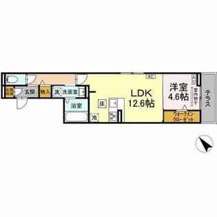 ルサンティエ荒子A【1階】の間取り