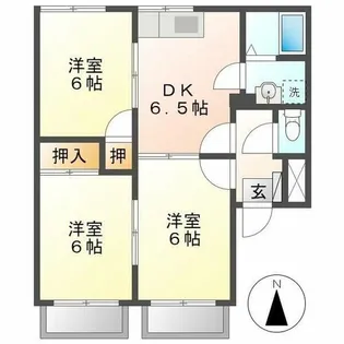ユタカハイツB棟【2階】の間取り