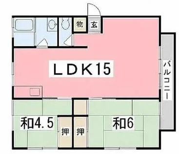 グリーンハイツ西山【102号室】の間取り