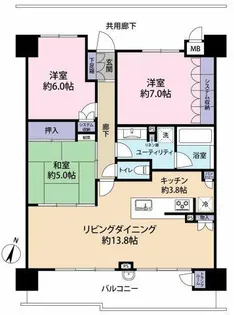 ユニハイムエクシア東灘森北町【2階】の間取り