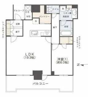シエリアタワー大阪堀江【3803号室】の間取り