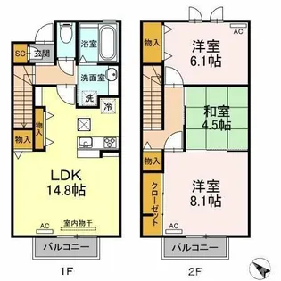 コンフォート小鷹野 A【102号室】の間取り