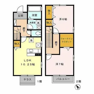 愛知県豊橋市飯村町字南池上【テラスハウス】の間取り