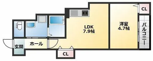 セレニティ法善寺D棟【3階】の間取り