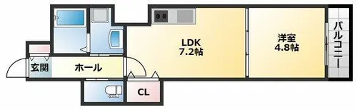 セレニティ法善寺D棟【302号室】の間取り