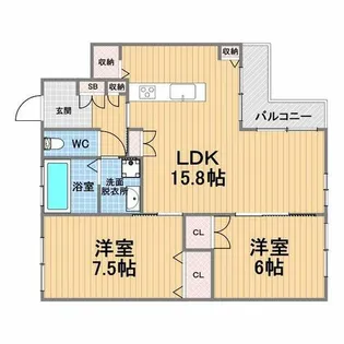 GRAN EIGHT KOSHIEN TOZAKI【2階】の間取り