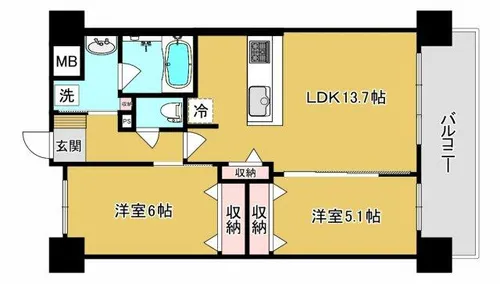 グランコート高槻【1階】の間取り
