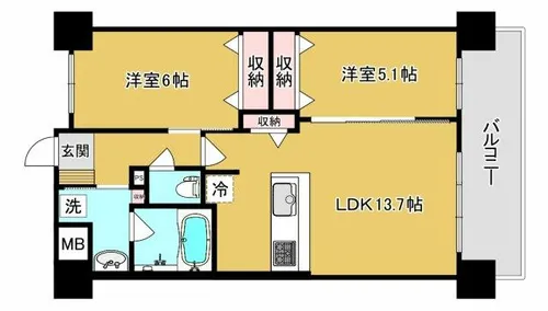 グランコート高槻【1階】の間取り
