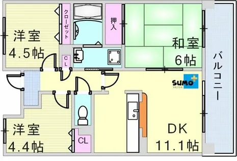 井吹東シティコート 17号棟【306A号室】の間取り