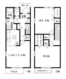 大阪府堺市北区百舌鳥陵南町1丁【テラスハウス】の間取り