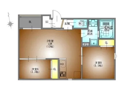 REGALEST SKY 志賀本通【1階】の間取り
