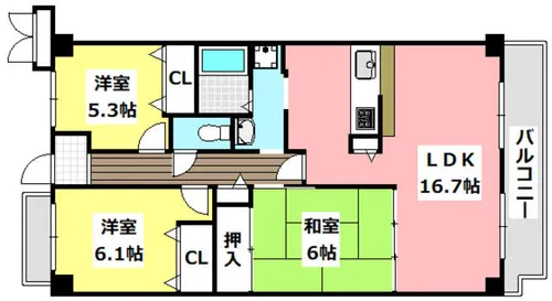 ミストラル岸部南【7階】の間取り