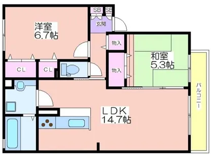 ドミール箕面【2階】の間取り