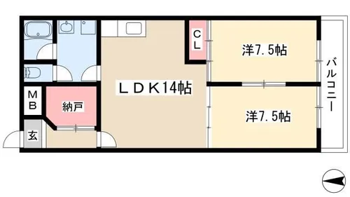 パークサイドメゾン伏見【9B号室】の間取り