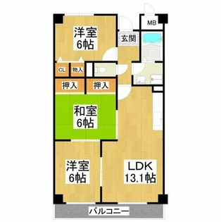 グレイスコート深井【3階】の間取り