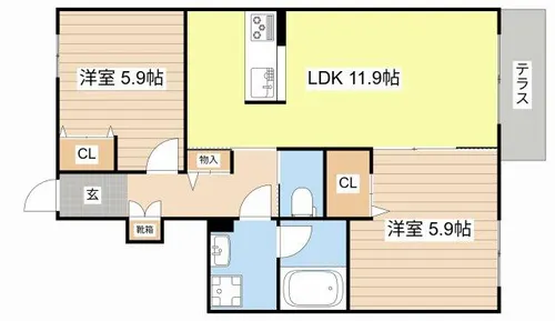 イースト ベイ【1階】の間取り
