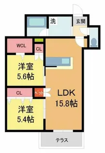La vita西宮北口【106号室】の間取り