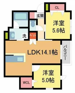 ヘーベルメゾンさくら夙川【301号室】の間取り