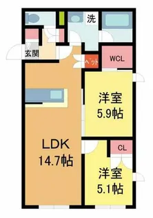 ベルアントレ西宮【103号室】の間取り