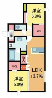 ベルアントレ西宮【1階】の間取り