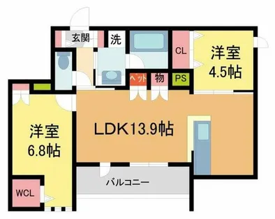 ベルアントレ西宮【2階】の間取り